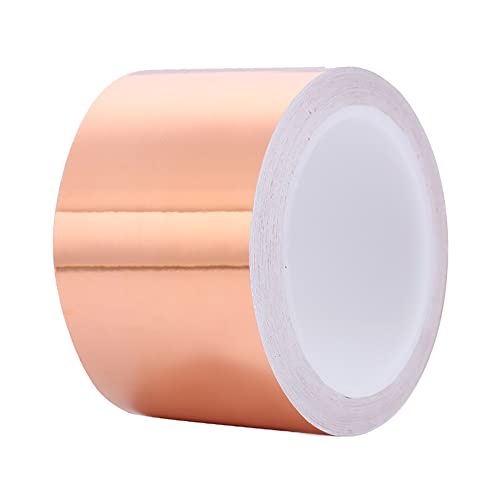 TopHomer 70mm Breite Kupferfolienband, Kupferband Schneckenabwehr Einseitig Leitfähiges EMI Abschirmband, Selbstklebendes Kapton Tape für Erdung, Musikinstrumente, Gärten, 10M Länge von TopHomer