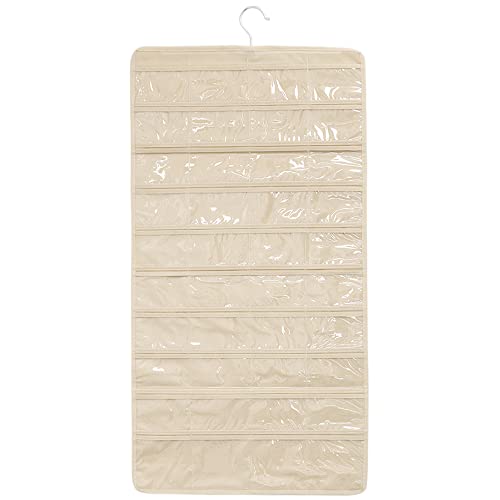 TopHomer 80 Taschen 43x87cm Hängende Schmuckaufbewahrungstasche Hängender Schmuck Organizer mit Abnehmbaren Kleiderbügel Doppelseitig Hängende Reisen Schmuckaufbewahrungstasche(Beige) von TopHomer