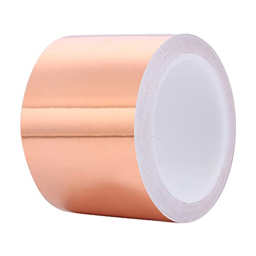 TopHomer 80mm Breite Kupferfolienband, Kupferband Schneckenabwehr Einseitig Leitfähiges EMI Abschirmband, Selbstklebendes Kapton Tape für Erdung, Musikinstrumente, Gärten, 10M Länge von TopHomer