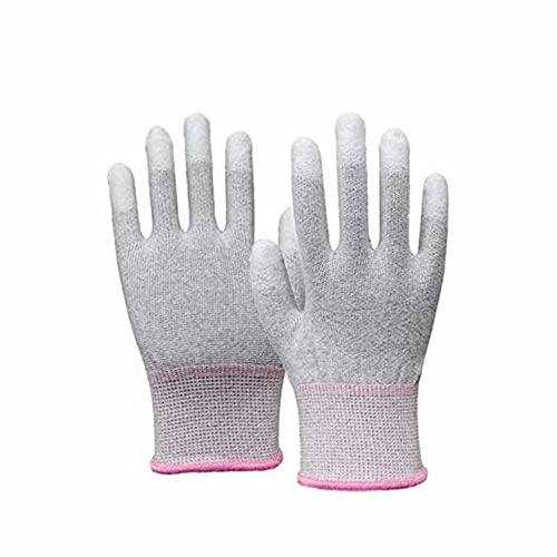 TopHomer Antistatische Handschuhe, PU Kohlefaser Handschuhe Finger Eintauchen ESD Handschuhe für die Montage elektronischer Produkte, Halbleiter, PC-Montage, Handyreparatur, Schmuck von TopHomer