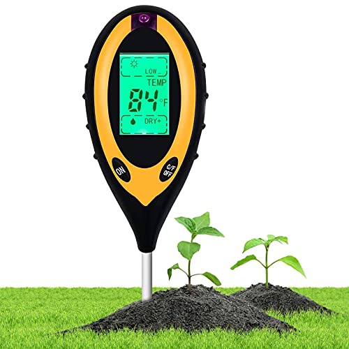 TopHomer Boden-pH-Meter, 4-in-1-Bodenfeuchtigkeits-/Licht-/pH-/Temperaturprüfer Garten-Werkzeugsätze für die Pflanzenpflege, idealer Bodenmesser für Garten, Rasen, Bauernhof von TopHomer