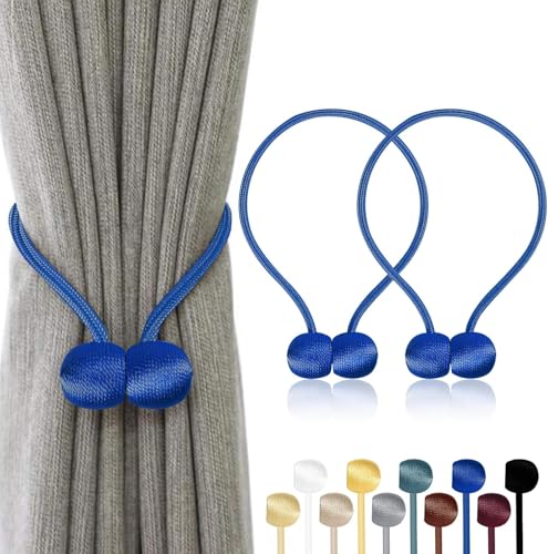 TopHomer 2 Stück Magnetische Vorhang Raffhalter, 10 Farben | Für Wohn-/Schlafzimmer, Bad & Esszimmer, passt zu Vorhängen/Gardinen/Duschvorhänge (Dunkelblau) von TopHomer