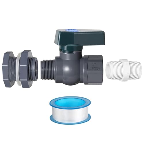 TopHomer Regentonne Ablassventil Kit, 1 Zoll Regenfass-Zapfensatz mit Schottanschluss und Gewindeabdichtung Regenfass-Zapfen-Adapter für Garten Aquarium (B) von TopHomer