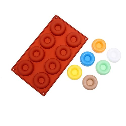 TopHomer Silikon Donut Formen, 2 Stück Antihaftbeschichtet Lebensmittelecht für Donut-Backen, 8 Hohlraum Donut Backform aus Silikon, Rot von TopHomer