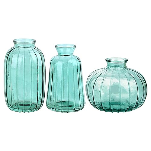 TopHomer Vasen Kleine Blumenvase Vintage Vasen Deko Mini Vasen Set 3 Stück für Wohnzimmer Home Aesthetic Tisch Flur Fenster Zimmer Deko (Grüner) von TopHomer