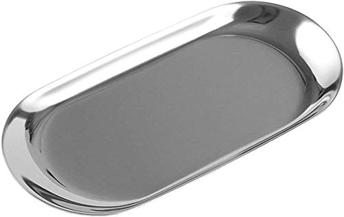 Vogueing Tool Süßigkeitentablett, 1 x Metallablage, Edelstahl, oval, für Snack/Obst/Kerze/Süßigkeiten/Schlüssel/Kosmetik/Schmuck, edelstahl, silber, Small（180mm*80mm） von TopHomer