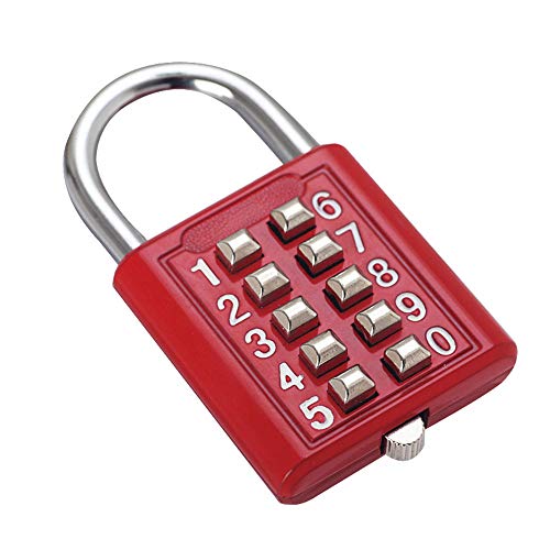 Zahlenschloss, rotes Zinklegierung, 10-stelliges Druckknopf-Sicherheitsschloss ohne Schlüssel für Schließfach/Schublade/Schranktür von TopHomer