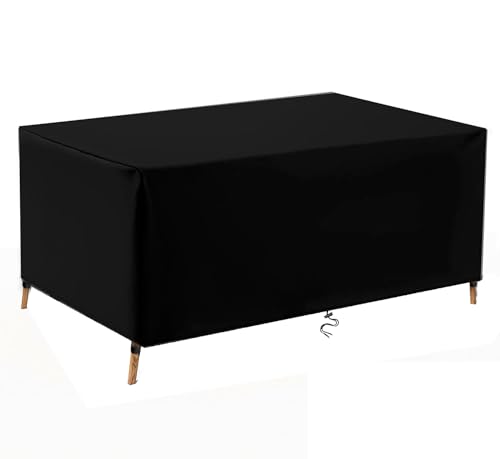 TopIdea Gartenmöbel Abdeckung Wasserdicht Winterfest Multi Größe Schwarz Abdeckplane Gartenmöbel 600D Rechteckig Schutzhülle Gartenmöbel Abdeckung Sets Tische und Stühle 190x150x60cm von TopIdea