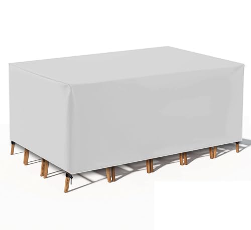 TopIdea Gartenmöbel Abdeckung Wasserdicht Winterfest Multi Größe Silber Abdeckplane Gartenmöbel 600D Rechteckig Schutzhülle Gartenmöbel Abdeckung Sets Tische und Stühle 210x180x80cm von TopIdea