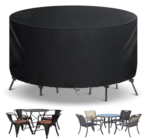 TopIdea Rund Abdeckhaube Gartenmöbel 600D Loungesofa Abdeckung Gartentisch Wasserdicht Abdeckplanen für Gartenmöbel Plane Oxford Gewebe Schutzhülle für Gartenmöbel Loungemöbel Rattanmöbel 140x74cm von TopIdea