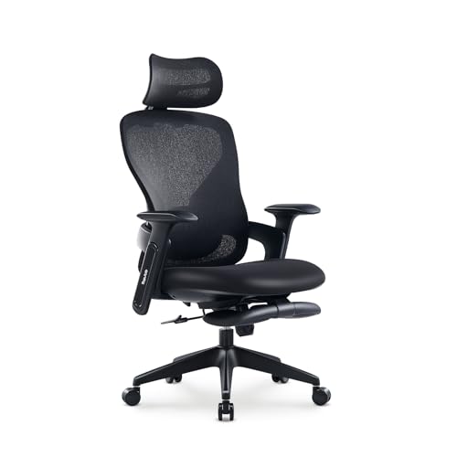 TopJob Modischer Bürostuhl, ergonomischer Schreibtischstuhl mit hoher Rückenlehne, mit Kopfstütze und Fußstütze, ergonomischer Netz-Rollstuhl mit hoher Rückenlehne, Drehstühle mit Rollen und von TopJob