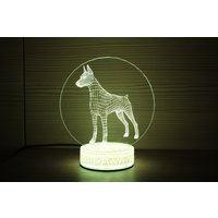 Dobermann Hund Geschenk Liebhaber Haustier 3D Nachtlampe Nachtlicht Home Decor Illusion Led Lampe Für Ihn Gog Ornament Geschenke von TopLightsArt