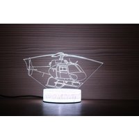 Eurocopter As350 3D Nachtlampe Hubschrauber Nachtlicht Kinderlicht Illusion Led Lampe Geschenkidee Pilot Geschenke Aufkleber von TopLightsArt