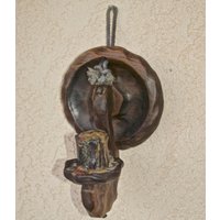 Gothic Mittelalter Holz Und Hang Seil Wandleuchter Kerzenhalter Mit Pyramidenstiften Made in Spain von TopNotchCurators