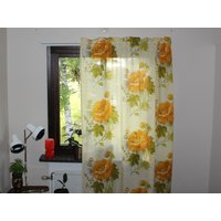 Paar Retro 60Er Mid Century Modern Hq Vorhang Längen Blumen Vintage Nordisch Fenster Design Textil Made in Sweden Skandinavisch von TopNotchScandinavia