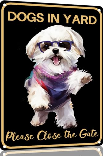 TopPacific Maltesisches Vintage-Blechschild mit Hund im Hof, bitte schließen Sie das Tor, Metallkunst, Wandschild, Dekoration, Wandpaneel, Retro, 30,5 x 20,3 cm, für Küche für Männer und Frauen TopPacific Maltesisches Vintage-Blechschild mit Hund im Hof, bitte schließen Sie das Tor, Metallkunst, Wandschild, Dekoration, Wandpaneel, Retro, 30,5 x 20,3 cm, für Küche für Männer und Frauen von TopPacific