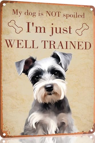 TopPacific Schnauzer 2533 Blechschild mit Aufschrift "My Dog Is Not Spoiled", 30,5 x 20,3 cm, Vintage-Blechschild mit Aufschrift "My Dog Is Not Spoiled". I'm Just Well Trained, Warnschild TopPacific Schnauzer 2533 Blechschild mit Aufschrift "My Dog Is Not Spoiled", 30,5 x 20,3 cm, Vintage-Blechschild mit Aufschrift "My Dog Is Not Spoiled". I'm Just Well Trained, Warnschild von TopPacific