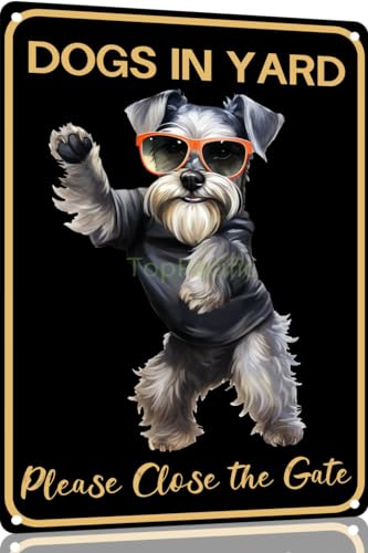 TopPacific Schnauzer Vintage-Blechschild mit Hund im Hof, bitte schließen Sie das Tor, Metallkunst, Wandschild, Dekoration, Wandpaneel, Retro, 30,5 x 20,3 cm, für Küche für Männer und Frauen, Geschenk TopPacific Schnauzer Vintage-Blechschild mit Hund im Hof, bitte schließen Sie das Tor, Metallkunst, Wandschild, Dekoration, Wandpaneel, Retro, 30,5 x 20,3 cm, für Küche für Männer und Frauen, Geschenk von TopPacific