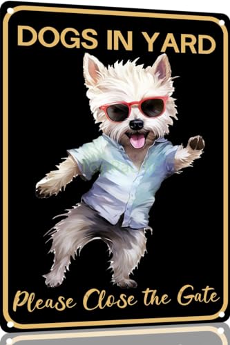 TopPacific Weißer Terrier, Vintage-Blechschild, Hund im Hof, bitte schließen Sie das Tor, Metallkunst, Wandschild, Dekoration, Wandpaneel, Retro, 30,5 x 20,3 cm, für Küche für Männer und Frauen TopPacific Weißer Terrier, Vintage-Blechschild, Hund im Hof, bitte schließen Sie das Tor, Metallkunst, Wandschild, Dekoration, Wandpaneel, Retro, 30,5 x 20,3 cm, für Küche für Männer und Frauen von TopPacific