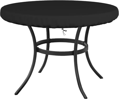 TopSoul Abdeckung Tischplatte Rund Abdeckung Gartentisch Abdeckhaube Gartentisch Abdeckhaube für Tisch Wasserdicht Abdeckplane Gartentisch Winddicht UV-Beständiges 600D Oxford 140x15cm von TopSoul