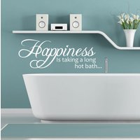 Glück Ist Ein Langes Heißes Bad | Wand-Aufkleber-Zitat-Abziehbild-Badezimmer-Vinyl Wasserfest von TopStickersAndDecals