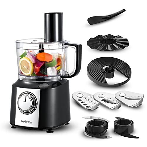 TopStrong Küchenmaschine, 800W küchenmaschine zerkleinerer, 2L Food Processor,Multizerkleinerer, Kompakt-Küchenmaschine inkl. 3 Schneidescheiben,Zerkleinerer, Knetmaschine Rührbesen,Schneebesen von TopStrong