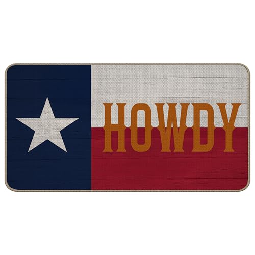 TopXmai Fußmatte mit Texas-Flagge, Howdy Willkommens-Fußmatte für Haustür, Inneneingang, rustikale Western-Howdy-Fußmatte für Bauernhaus, Veranda, Eingang, Heimdekoration, 43,2 x 76,2 cm, DD-156 von TopXmai
