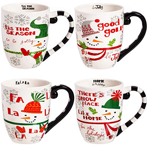 Topadorn Weihnachten Cerxmic Tasse Porzellan Teetasse für Party, Kaffeetasse 4er Set von Topadorn