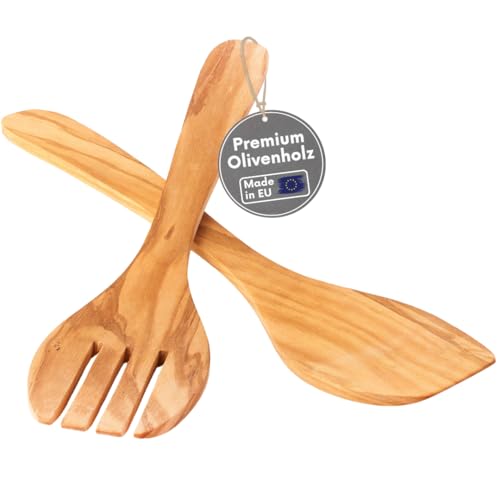TOPANBIETER 999 Küchenhelfer aus Olivenholz Kochlöffelset Salatbesteck Honiglöffel Salz-oder Pfeffermühle (Salatbesteck 2tlg.) von TOPANBIETER 999