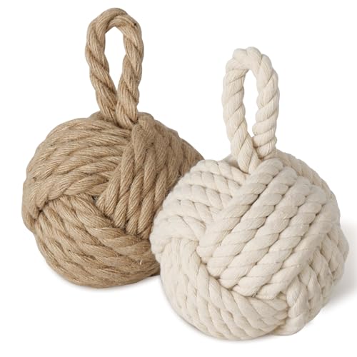 TOPANBIETER 999 2er Set Deko Türstopper Jute natur und cremweiß Türhalter Fensterpuffer Bodenstopper Tür Stopper Knoten Natur Strick Kugel mit Schlaufe ca. 1,5 kg TOPANBIETER 999 2er Set Deko Türstopper Jute natur und cremweiß Türhalter Fensterpuffer Bodenstopper Tür Stopper Knoten Natur Strick Kugel mit Schlaufe ca. 1,5 kg von TOPANBIETER 999