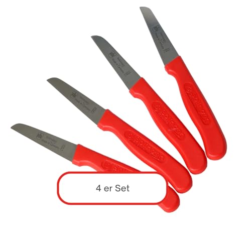 TOPANBIETER 999 TOPANBIETER 999 Schälmesser 4er Set mit rotem Griff - Vielseitige Obstmesser, Gemüsemesser, Allzweckmesser - Made in Germany, Küchenmesser, Allzweckmesser von TOPANBIETER 999