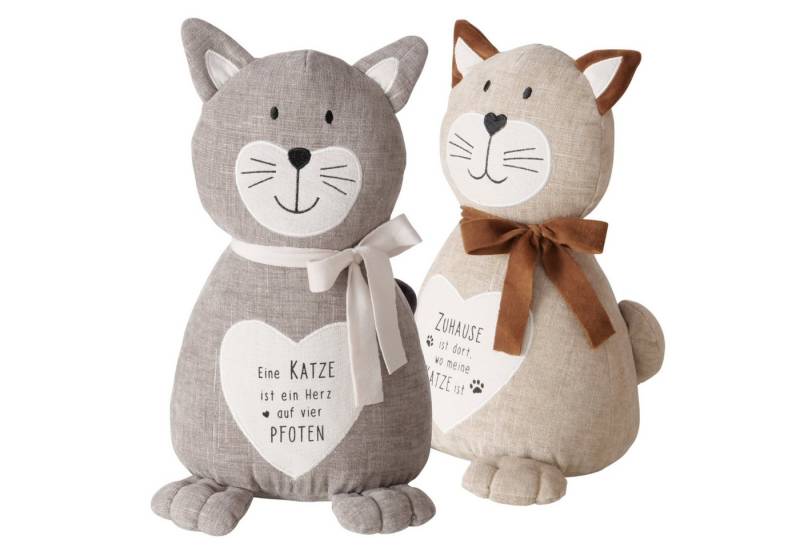 Topanbieter999 Türstopper Tiere in verschiedenen Ausführungen (2er Set), Katze Maunzi beige und grau von Topanbieter999
