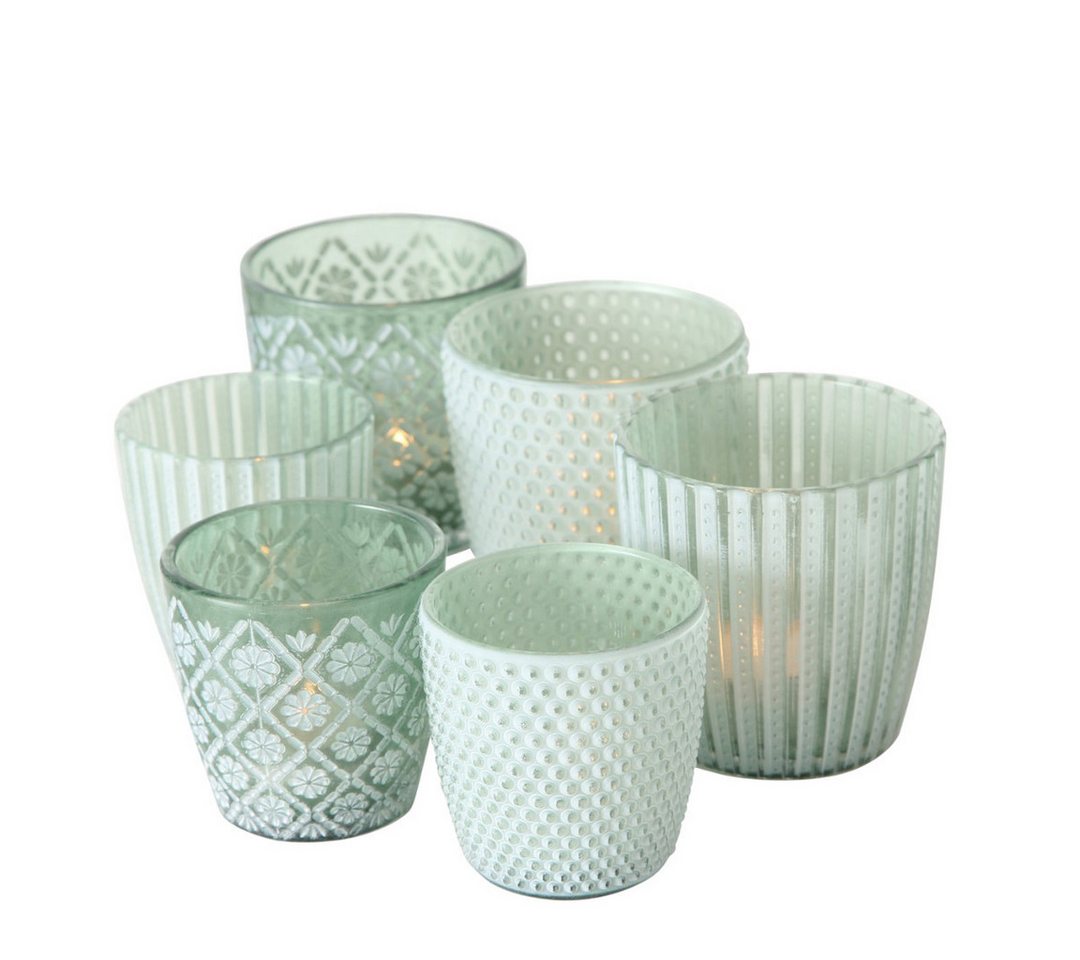 Topanbieter999 Windlicht (6tlg), Glasdesign Teelichthalter im Retrodesign Höhe 6,5 cm / 8,5 cm von Topanbieter999