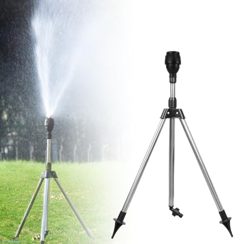 Gartensprenger, Rotating Tripod Sprinkler, Edelstahl Rotary Bewässerung Stativ Teleskop Unterstützung Sprinkler, für Hof, Garten, Rasen von Topbashgo