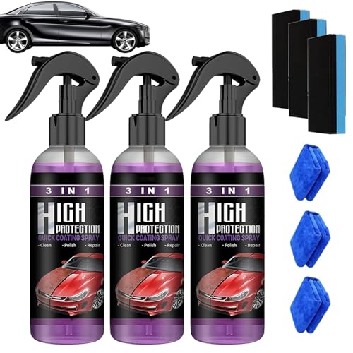 High Protection 3in1 Spray, 3-in-1-Autolackspray mit Hohem Schutz, 3 in 1 high Protection Spray, Car Coating Spray, Multi Functional Coating Renewal Agent (3pcs) von Topbashgo