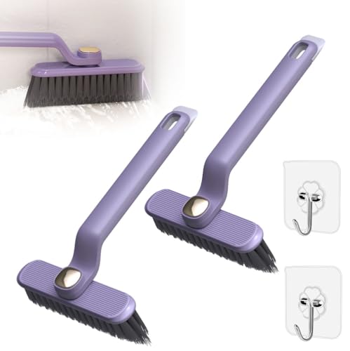 Multi-Function Rotating Crevice Cleaning Brush, Spaltreinigungsbürste Fugenbürste Hartborsten-eckenreinigungsbürste, Eckenreinigungswerkzeug für Badezimmer, Küchen, Fliesenböden (2, Lila) von Topbashgo