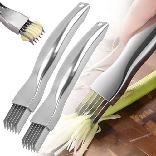 Shred Silk The Knife, 2024 New Upgrade Edelstahl gehackte grüne Zwiebel Messer, Zerkleinerung Cutter Shredder Messer Haushalt Multifunktionale Food Slicer Gadget (2) von Topbashgo