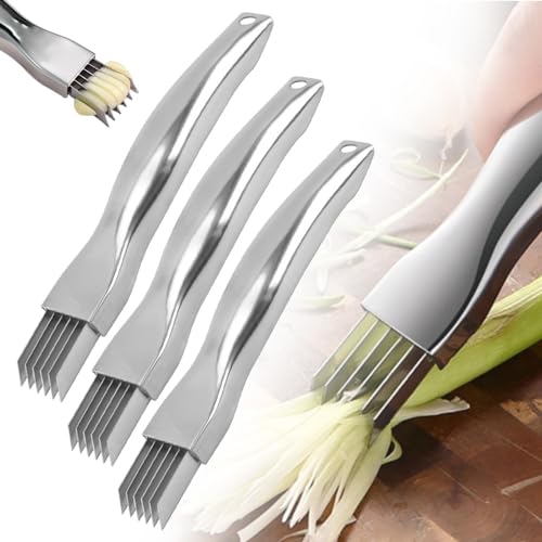 Shred Silk The Knife, 2024 New Upgrade Edelstahl gehackte grüne Zwiebel Messer, Zerkleinerung Cutter Shredder Messer Haushalt Multifunktionale Food Slicer Gadget (3) von Topbashgo