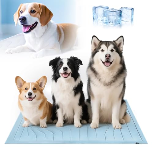 Topbashgo Kühlmatte Hund, 2025 New Selbst Kühlende Hundematte Sommer Kühlkissen hundematte für Zuhause Unterwegs oder im Auto (Blau-XL) von Topbashgo