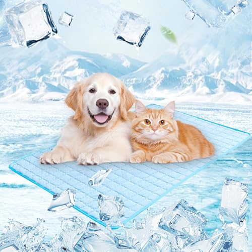 Topbashgo Kühlmatte Hund, 2025 New kühlmatte für Hunde, Hundekühlmatte für Hund & Katze Selbstkühlende Matte für Haustiere Summer Pet Ice Pad Abrieb- und Bissfest Natürliche Kühlung (Blau, M) von Topbashgo