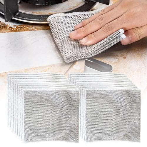 Topbashgo Mehrzweck-Geschirrspüllappen aus Draht für Nass und Trocken, Geschirrspüllappen aus Draht, Schrubbpads aus Metall mit Schwamm, Sauber für das Kochfeld in der Küche zu Hause (20pcs) von Topbashgo