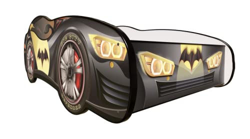 Topbeds Kinderbett Auto 140 x 70 cm Racing Car Hero - Batcar - Autobett, Kinder Bett - Holzbett Baby Kinder - Kinderbett Junge - Bett für Kleinkinder von Topbeds