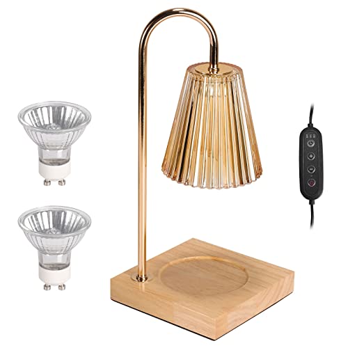 Topchances Kerzenwärmer Lampe Dimmbar Wachsschmelzer Kerzenwärmer Lampe mit 2 Glühbirnen Aromatische Kerzenhalter für Home Office Schlafzimmer Wohnzimmer Geschenk (Champagner mit Timer) von TOPCHANCES