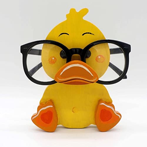 Topchances Niedlicher kreativer Tier-Brillenhalter, 1 Stück Holz-Brillenrahmen in Tierform, für Zuhause, Büro, Schreibtisch, Dekorationszubehör (kleine gelbe Ente) von TOPCHANCES