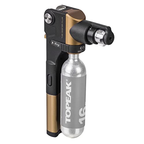 Topeak Tubi Master+ Reparaturset aus Stahl und Aluminium in der Farbe Schwarz-Gold, Maße: 2,3cm x 6,8cm x 12cm, 15400076 von TOPEAK