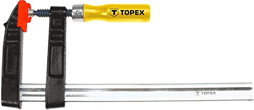 TOPEX Schraubzwinge 120 x 300, Spann-Weite 300 mm, Spanntiefe 120 mm, Schnellgriffklemmen aus Stahl, Holzgriff, für präzises Fixieren von Holzwerkstücken von TOPEX