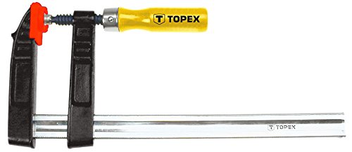 TOPEX Schraubzwinge 50 x 250, Spann-Weite 250 mm, Spanntiefe 50 mm, Schnellgriffklemmen aus Stahl, Holzgriff, für präzises Fixieren von Holzwerkstücken von TOPEX