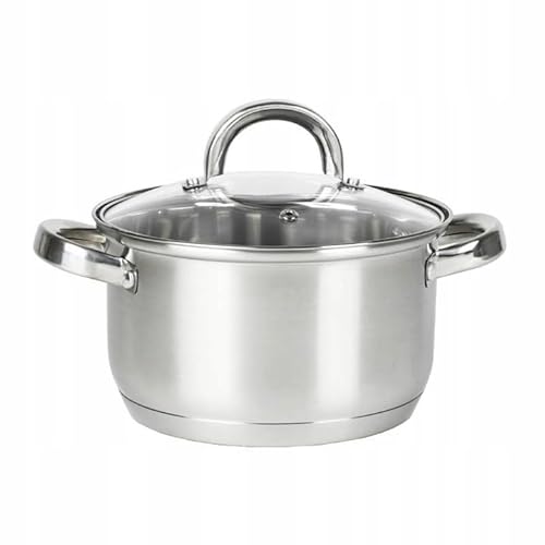 TOPFANN Topf SMART Edelstahl 18 cm Kochtopf Induktion 2 Liter, Mini Fleischtopf & Bratentopf mit Glasdeckel für den Backofen, rostfreier Edelstahl, für alle Herdarten geeignet von Topfann