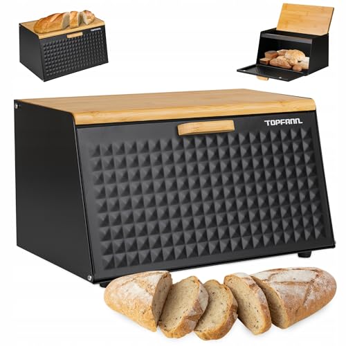 Topfann Brotkästen Brotkorb Brotbox Bambus Groß Brotbehälter Brotdose Schwarz Metall Topfann Brotkästen Brotkorb Brotbox Bambus Groß Brotbehälter Brotdose Schwarz Metall von Topfann