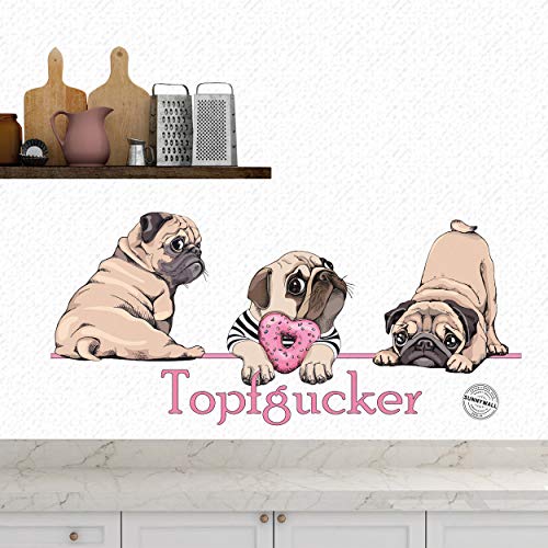 Topfgucker Sunnywall Wandtattoo Aufkleber Mops Hund Größe Größe 2 von Topfgucker